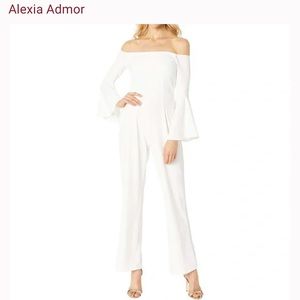 Alexia Admor Bell Sleeve Off the Shoulder White Jumpsuit NWT